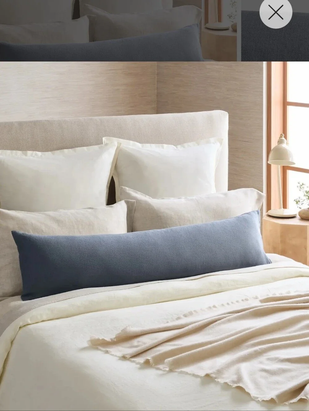 NWOT Quince European Linen Oversized Lumbar Pillow Cover Nightfall 12x48